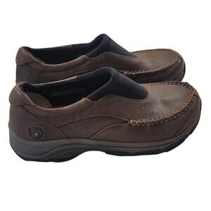 Ariat Brown Leather ATS  Slip Ons Men's Work Shoes SZ 7.5
